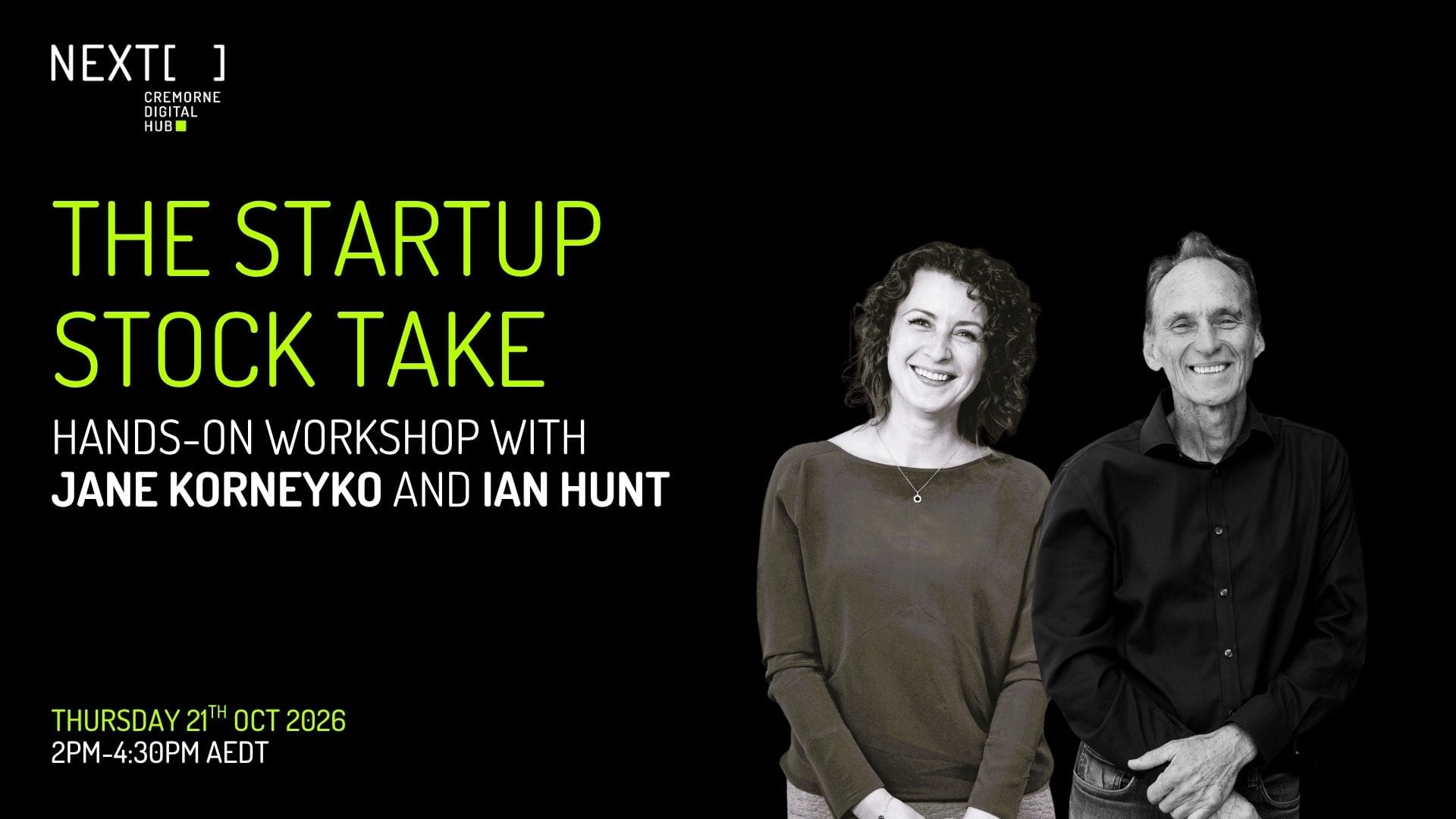 Startup Stocktake: Founder Workshop With Jane Korneyko and Ian Hunt